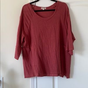 Maroon ¾ Sleeve Linen Top